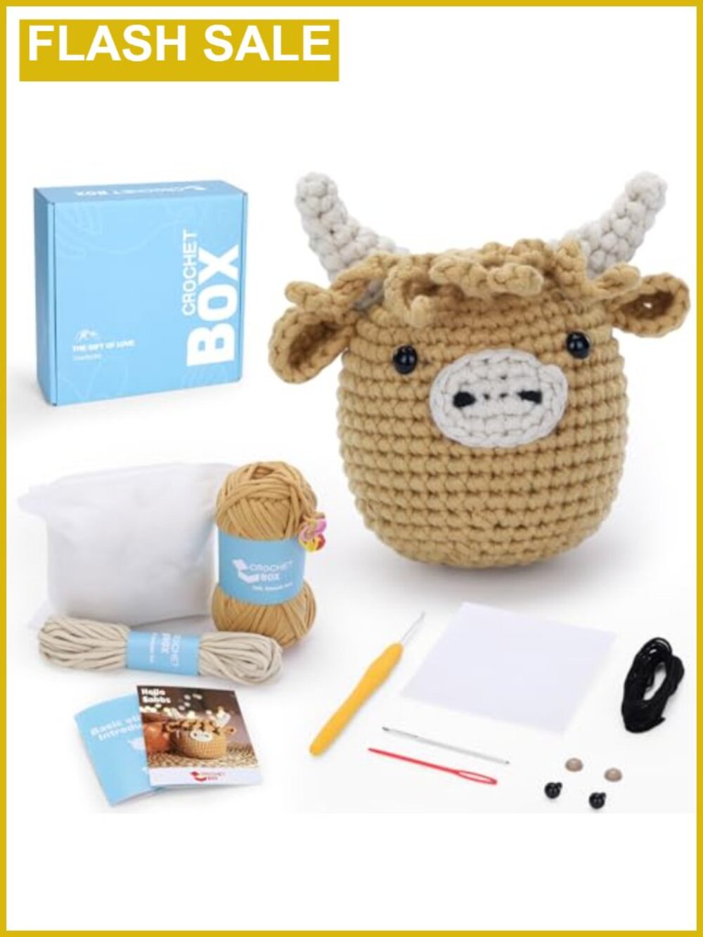 Beginner Crochet Kit Highland Cow Learn to Crochet with Step-by-Step Video